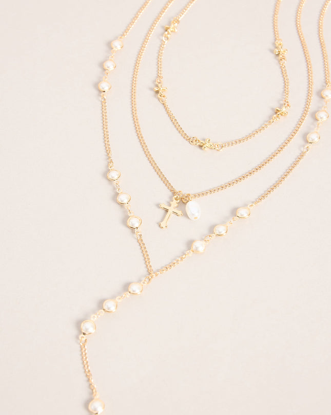 Pretty In Pearls Layered Lariat Necklace Set