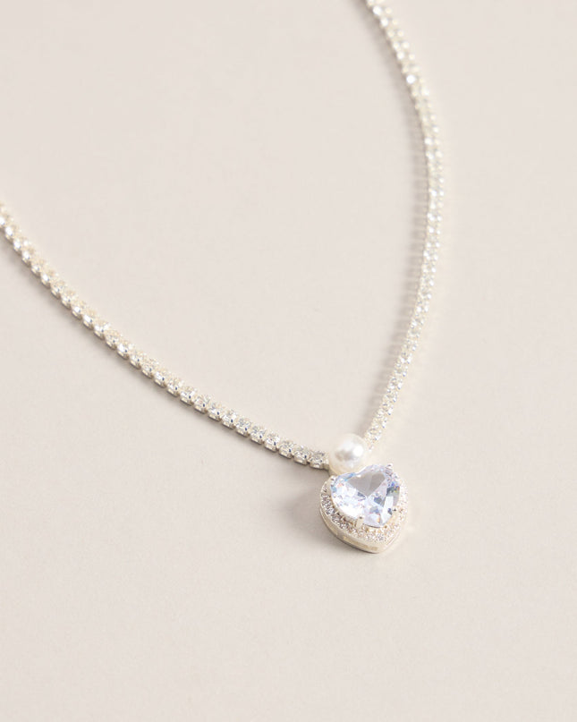 Pretty Sparkle Rhinestone Heart Necklace And Stud Earrings Set