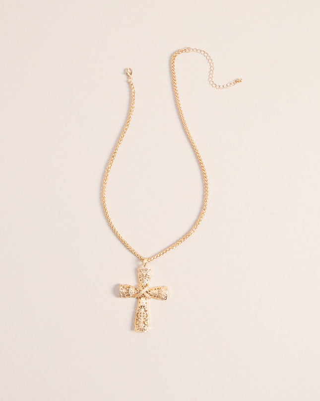 Ornate Edge Cross Pendant Necklace
