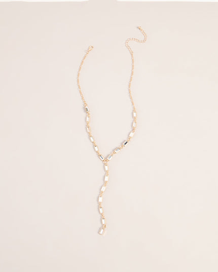 Polished Glam Rhinestone Lariat Necklace