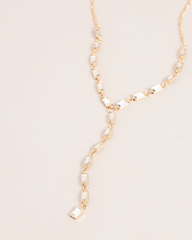 Polished Glam Rhinestone Lariat Necklace