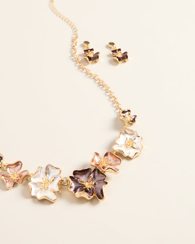 Petal Talk Floral Necklace And Earring Set