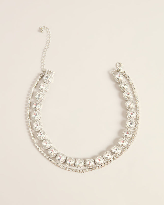 Double Take Rhinestone Statement Necklace