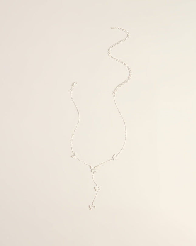 Glam Charm Rhinestone Butterfly Lariat Necklace