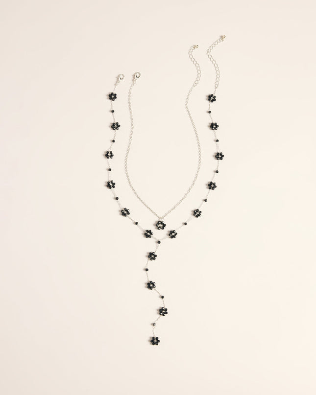 Petal Drop Floral Lariat Necklace Set