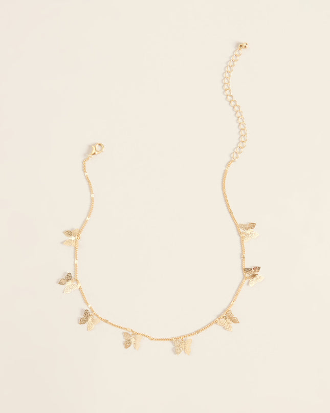 Flutter Line Butterfly Choker Necklace