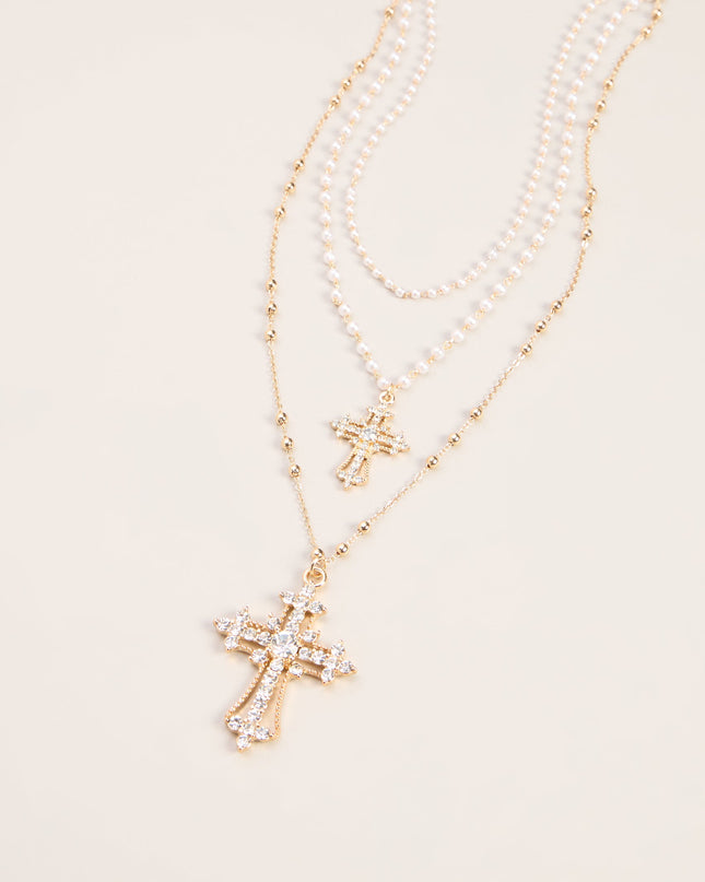 Crossed Paths Layered Pearl Necklace