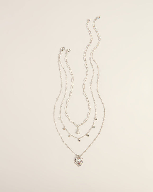 Heart On Display Layered Charm Necklace