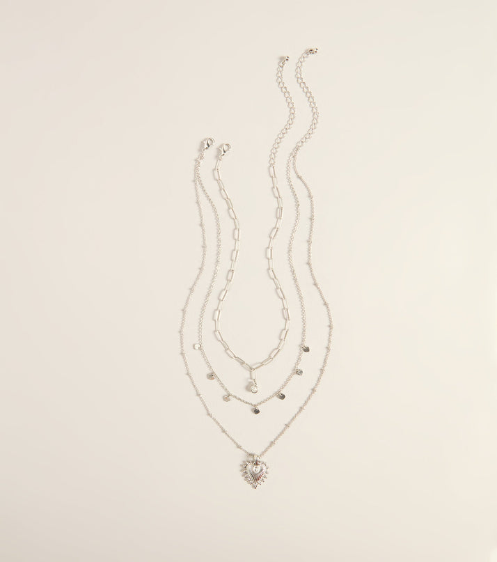 Heart On Display Layered Charm Necklace