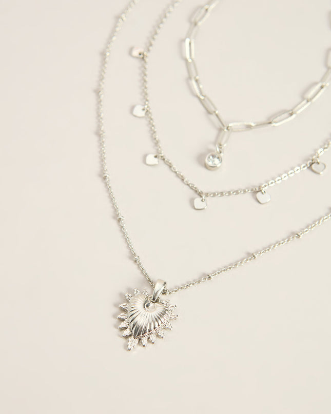Heart On Display Layered Charm Necklace