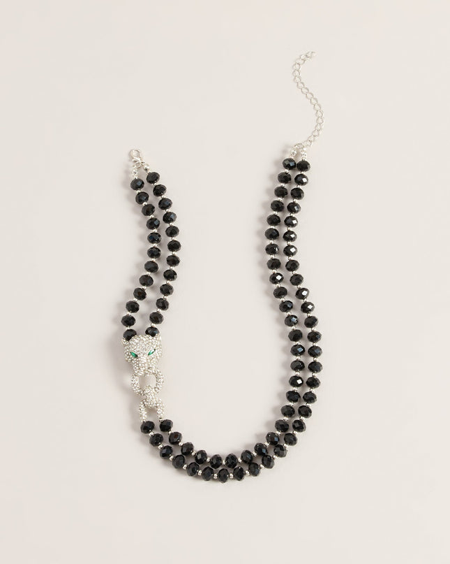 Fierce Finish Beaded Panther Necklace
