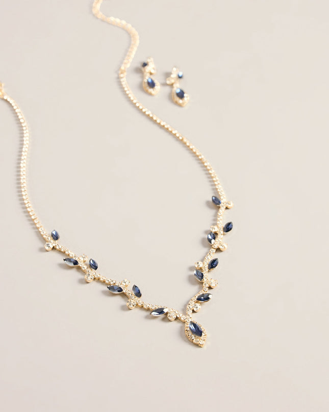 Dress to Dazzle Rhinestone Leaf Necklace & Earring Set