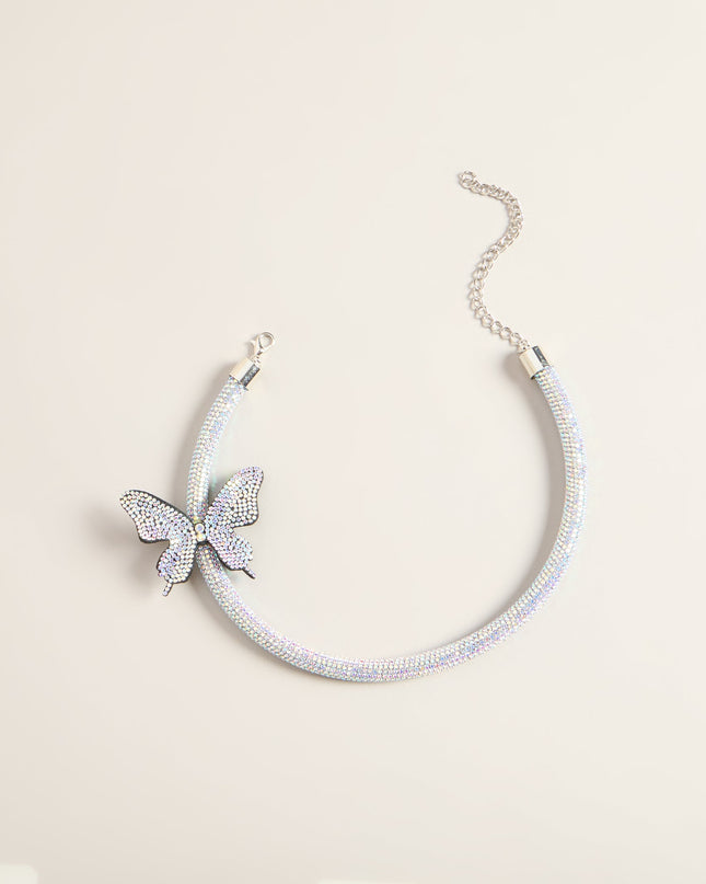Flutter Effect Rhinestone Butterfly Collar Necklace