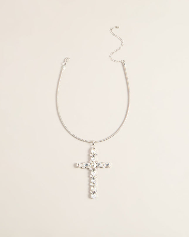 Cross My Mind Rhinestone Chain Necklace