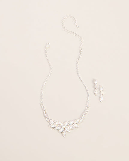 Crystal Bouquet Necklace And Earrings Set