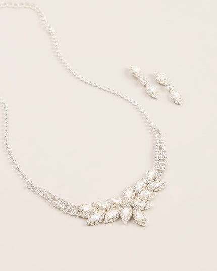 Crystal Bouquet Necklace And Earrings Set