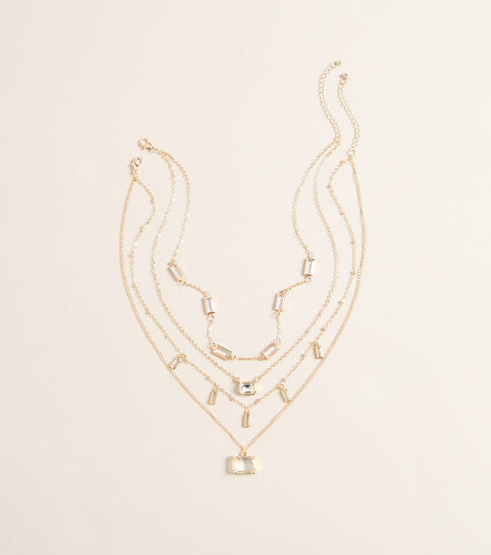 Stacked With Plans Rectangular Gem Necklace Set