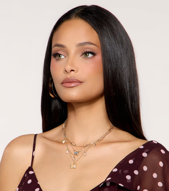 Stacked With Plans Rectangular Gem Necklace Set