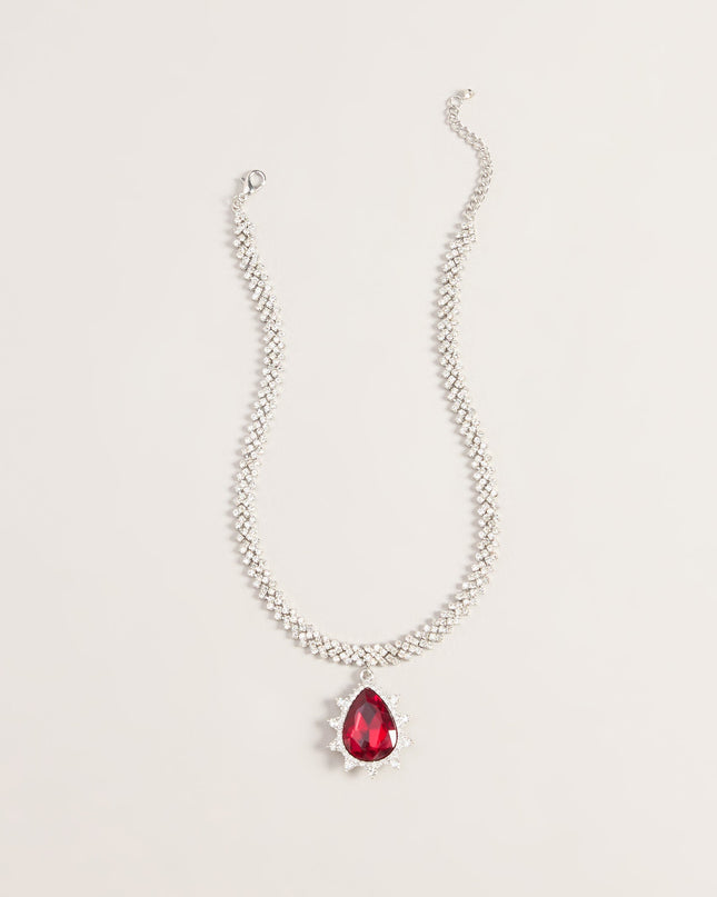 Drama On Display Rhinestone Teardrop Pendant Necklace