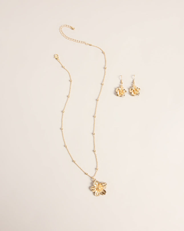 Fresh Pick Floral Pendant Necklace And Earrings Set
