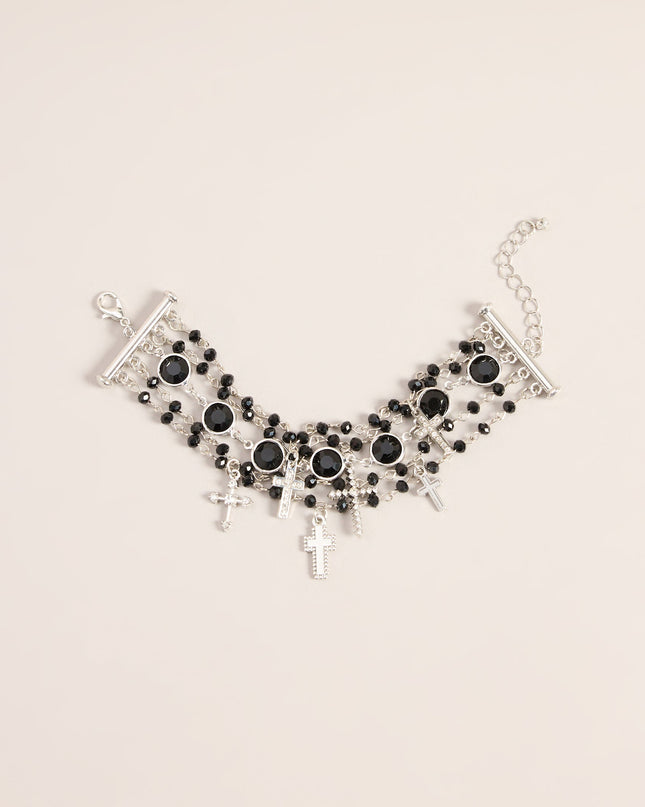 Cross My Heart Beaded Charm Bracelet