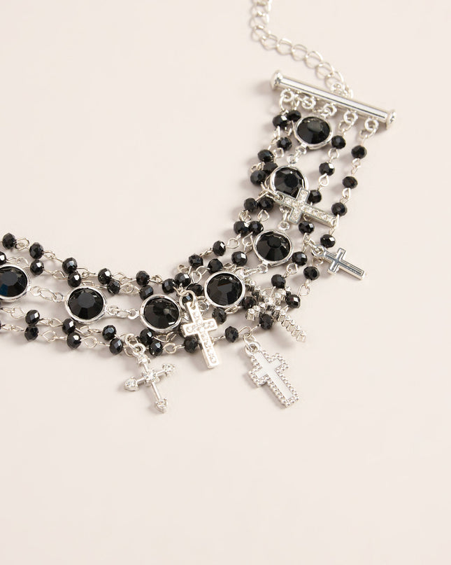 Cross My Heart Beaded Charm Bracelet