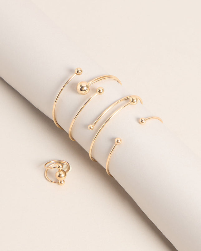 Polished Orbit Bracelet Ring Set