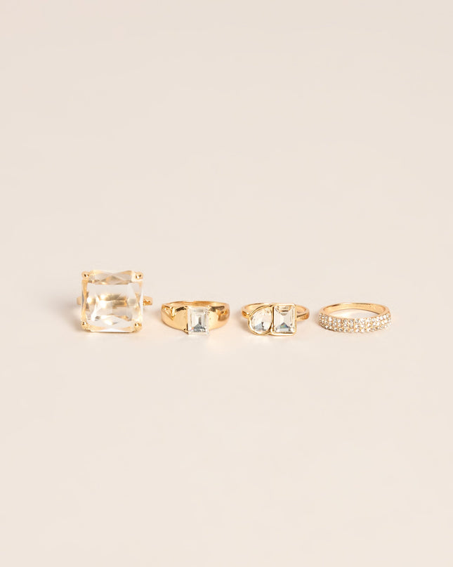 Stacked in Sparkle Four-Piece Ring Set