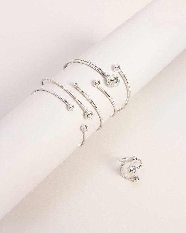 Polished Orbit Bracelet Ring Set