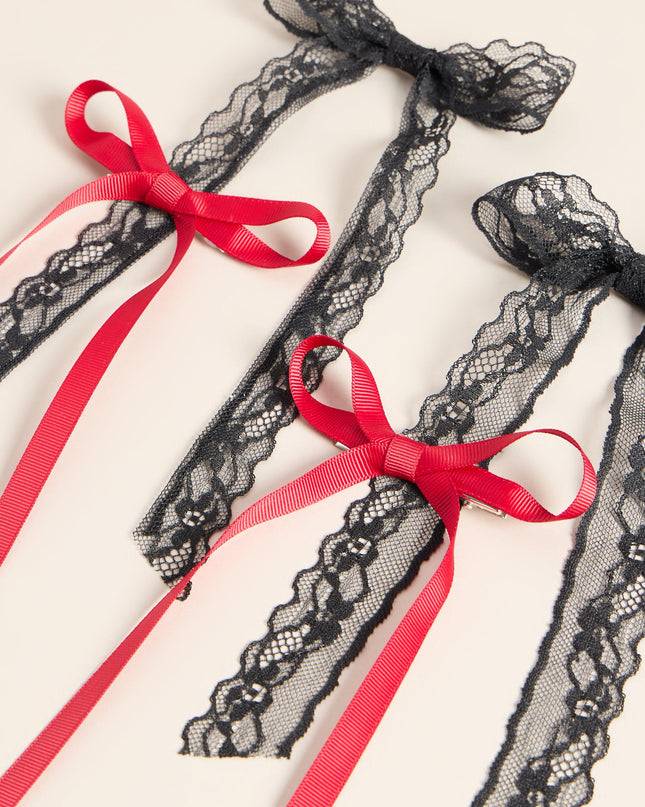 Knot Your Average Lace And Ribbon Hair Bow Set