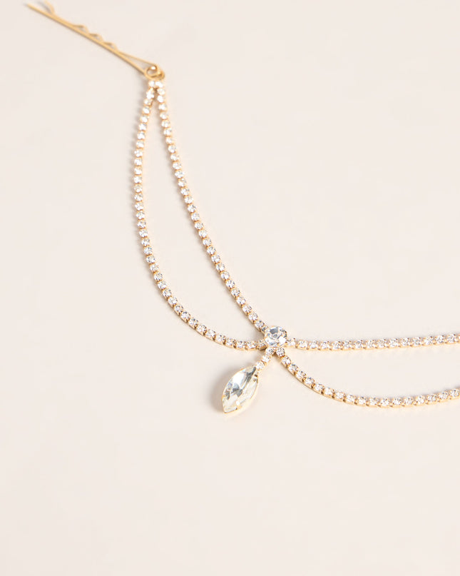 Crown Detail Rhinestone Hair Drape