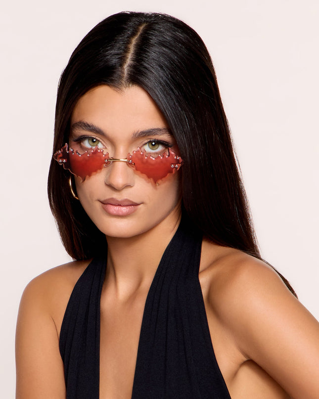 Hotter Than Plans Flame Rimless Sunglasses