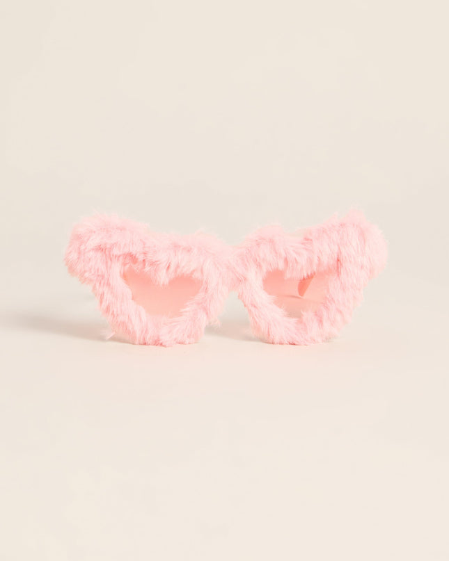 Love at First Look Faux Fur Heart Sunglasses