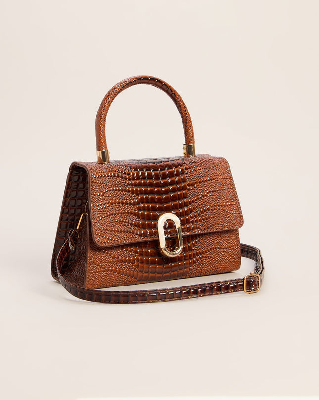 Handle The Day Croc Embossed Handbag
