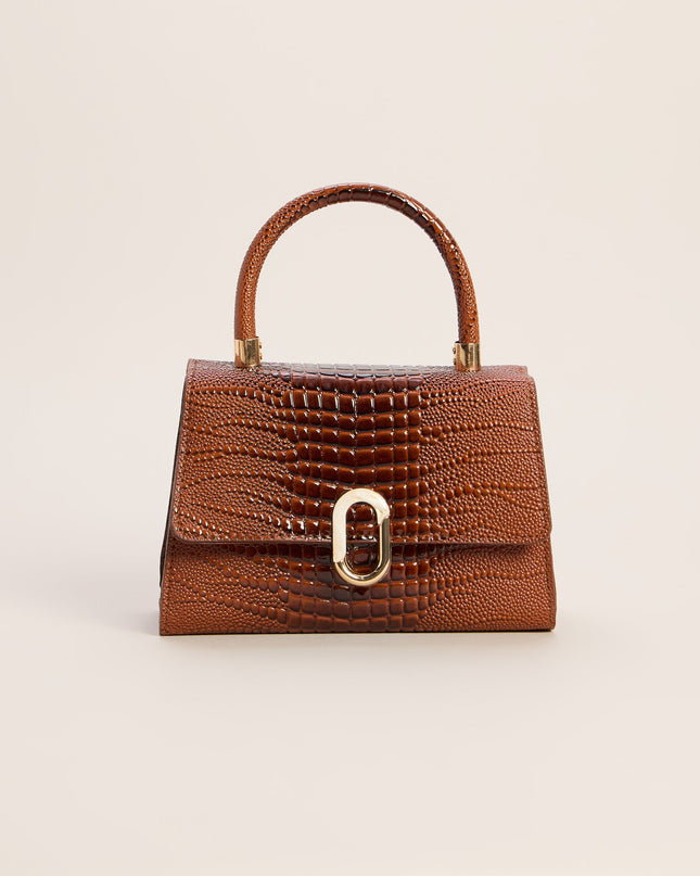 Handle The Day Croc Embossed Handbag