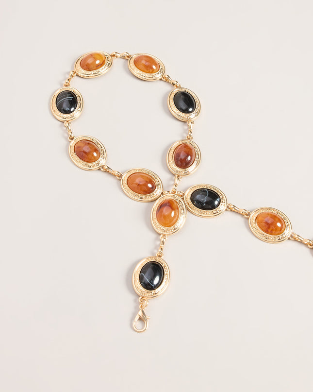 Gem Route Oval Stone Chain Belt