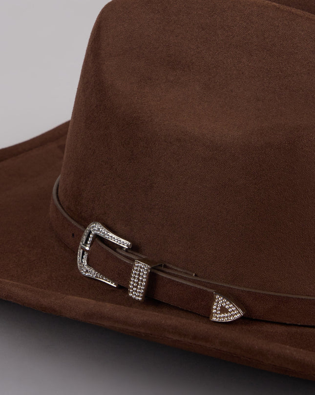 Glam Western Vibe Rhinestone Buckle Strap Cowboy Hat