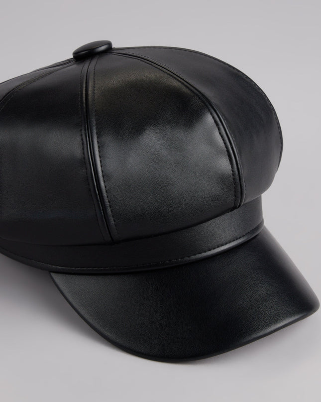 Off Duty Faux Leather Cabby Hat
