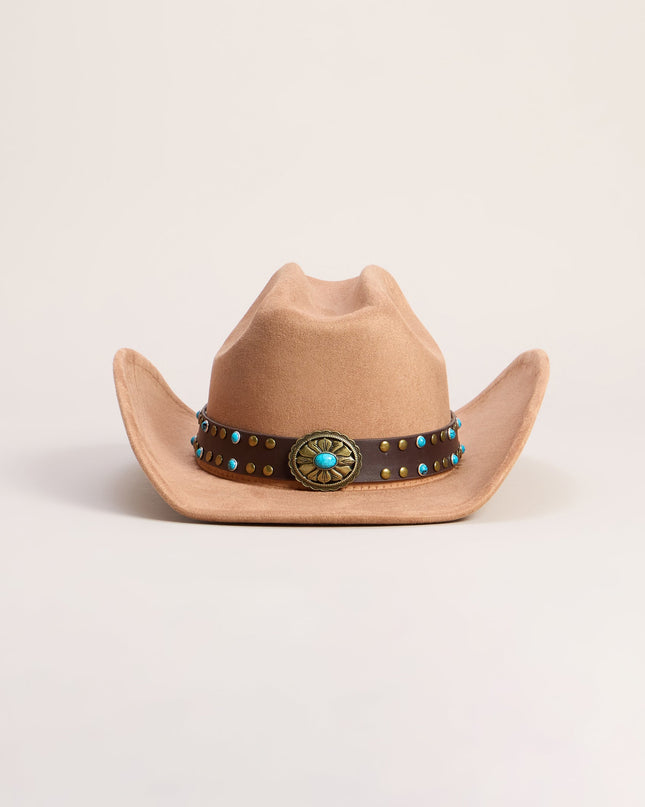 Desert Detail Faux Suede Cowboy Hat