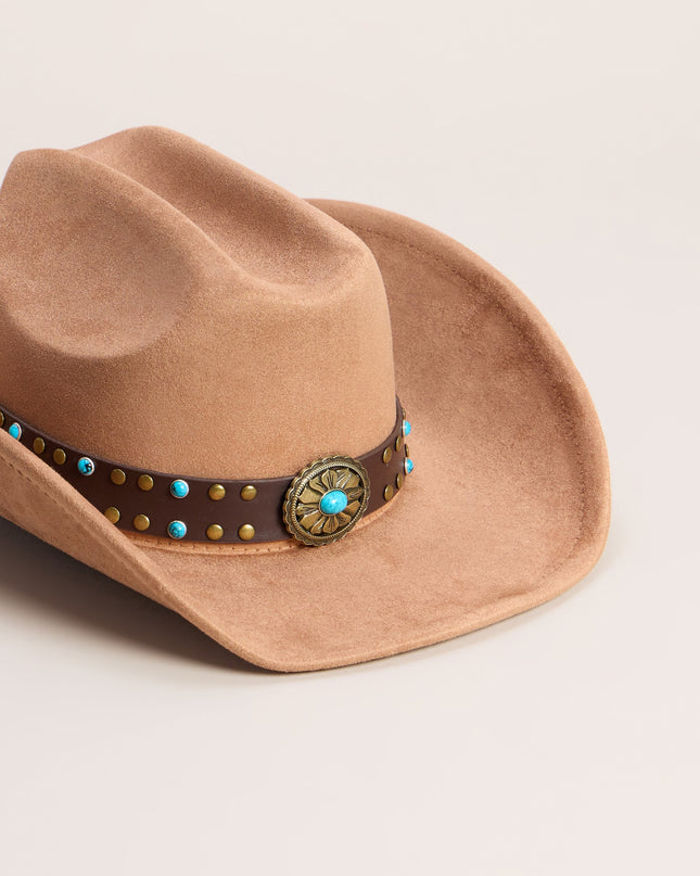 Desert Detail Faux Suede Cowboy Hat