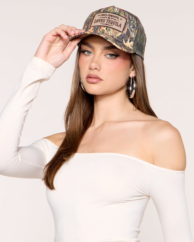 Cowboys And Tequila Camo Trucker Hat