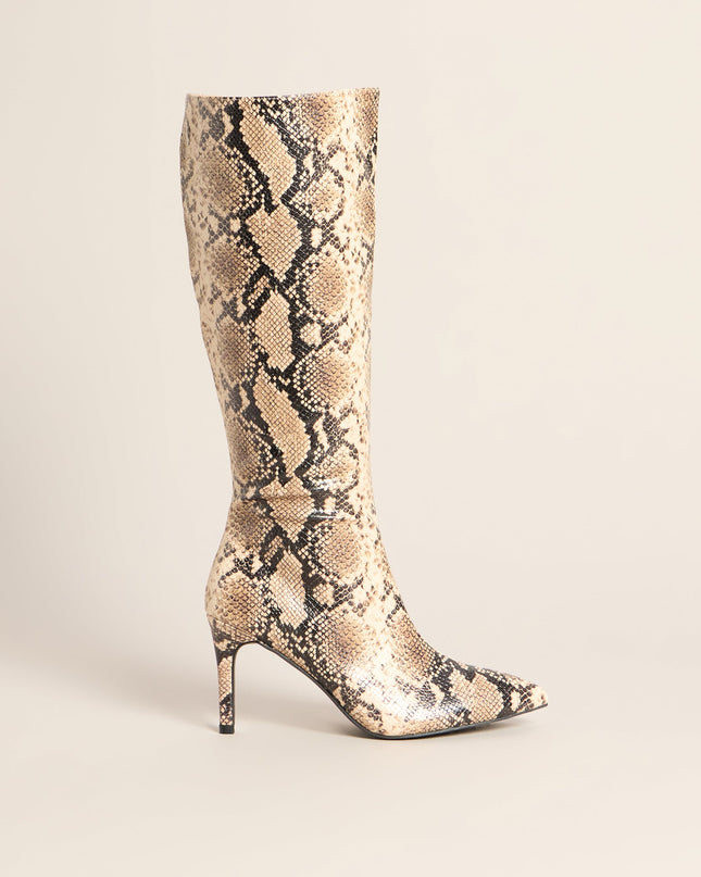 Wild Card Snake Print Knee High Boots