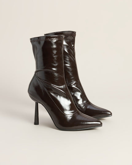 Sleek Stride Faux Leather Stiletto Booties